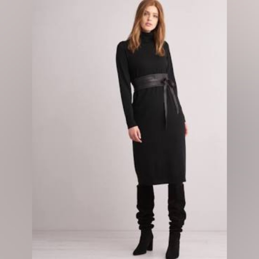 EILEEN FISHER • Black Butter Leather Wrap Belt Obi Belt • Size: 2X